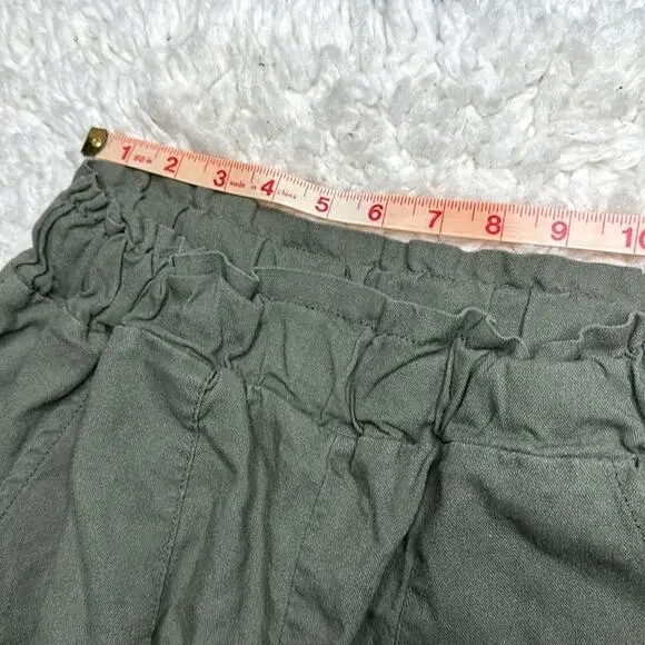 CiSono Linen Collection Olive Green Paperbag Waist Straight Leg PullOn Pant EE13 - Picture 7 of 13